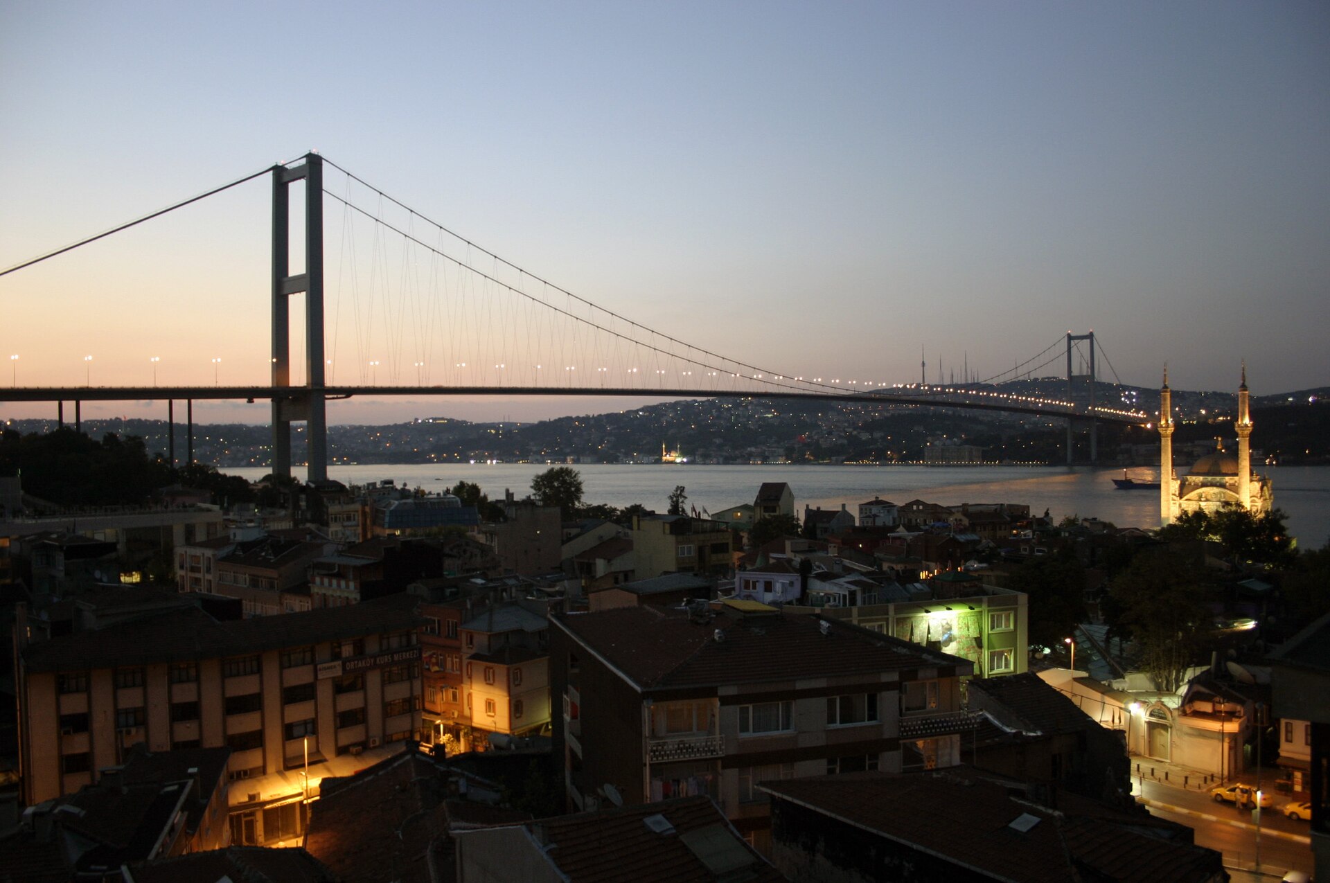 Ortaköy Mosque on the Bosphorus, next to the waterfront mansion that holds Anjelique