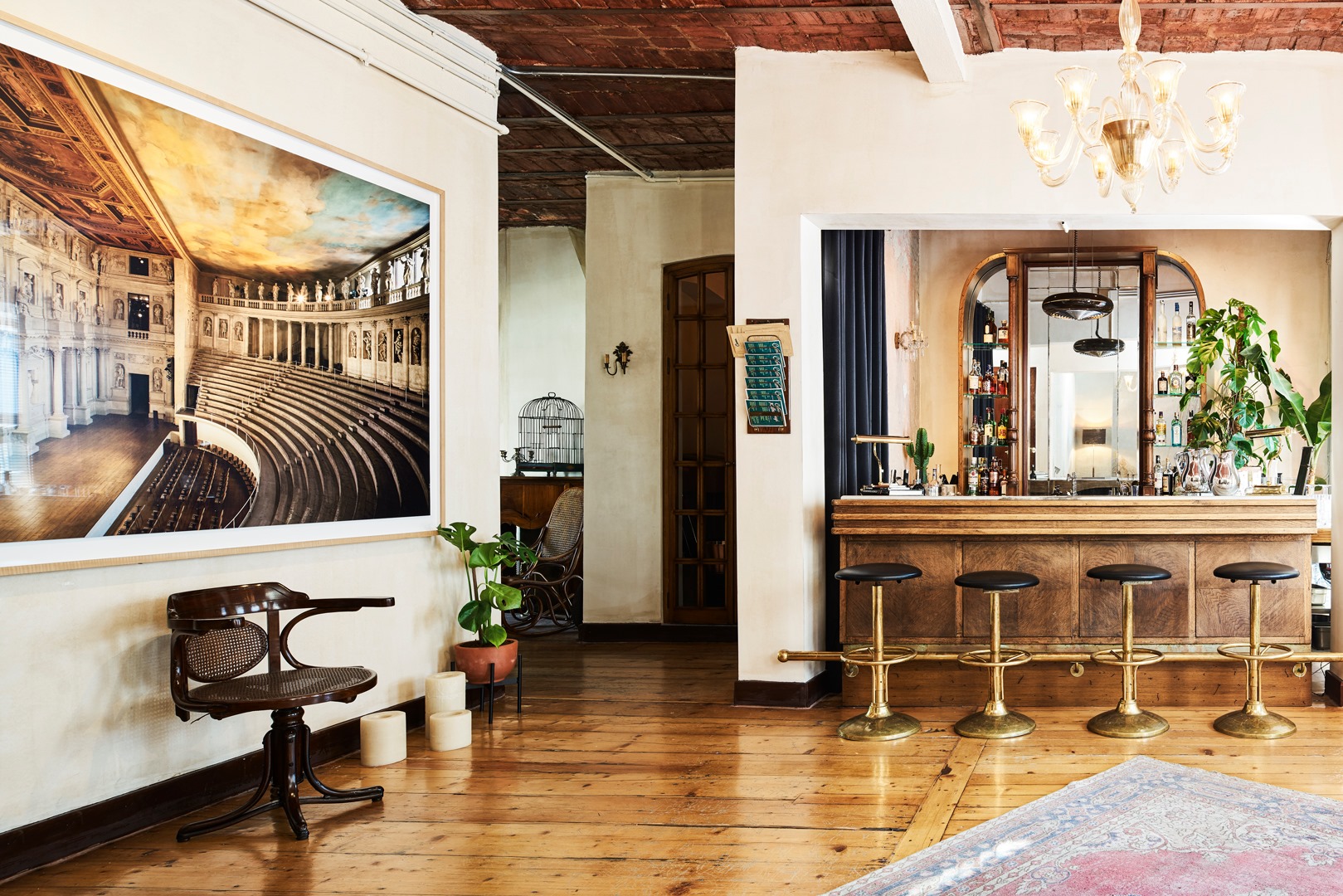Salon Cuma's dim, chandelier-lit interior in Çukurcuma