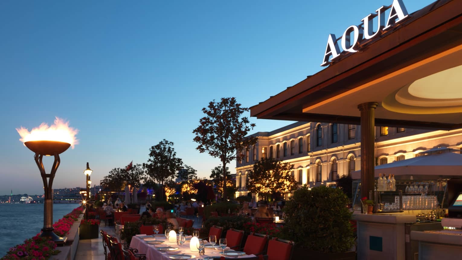 The Bosphorus shoreline that holds Four Seasons at the Bosphorus, home of Aqua