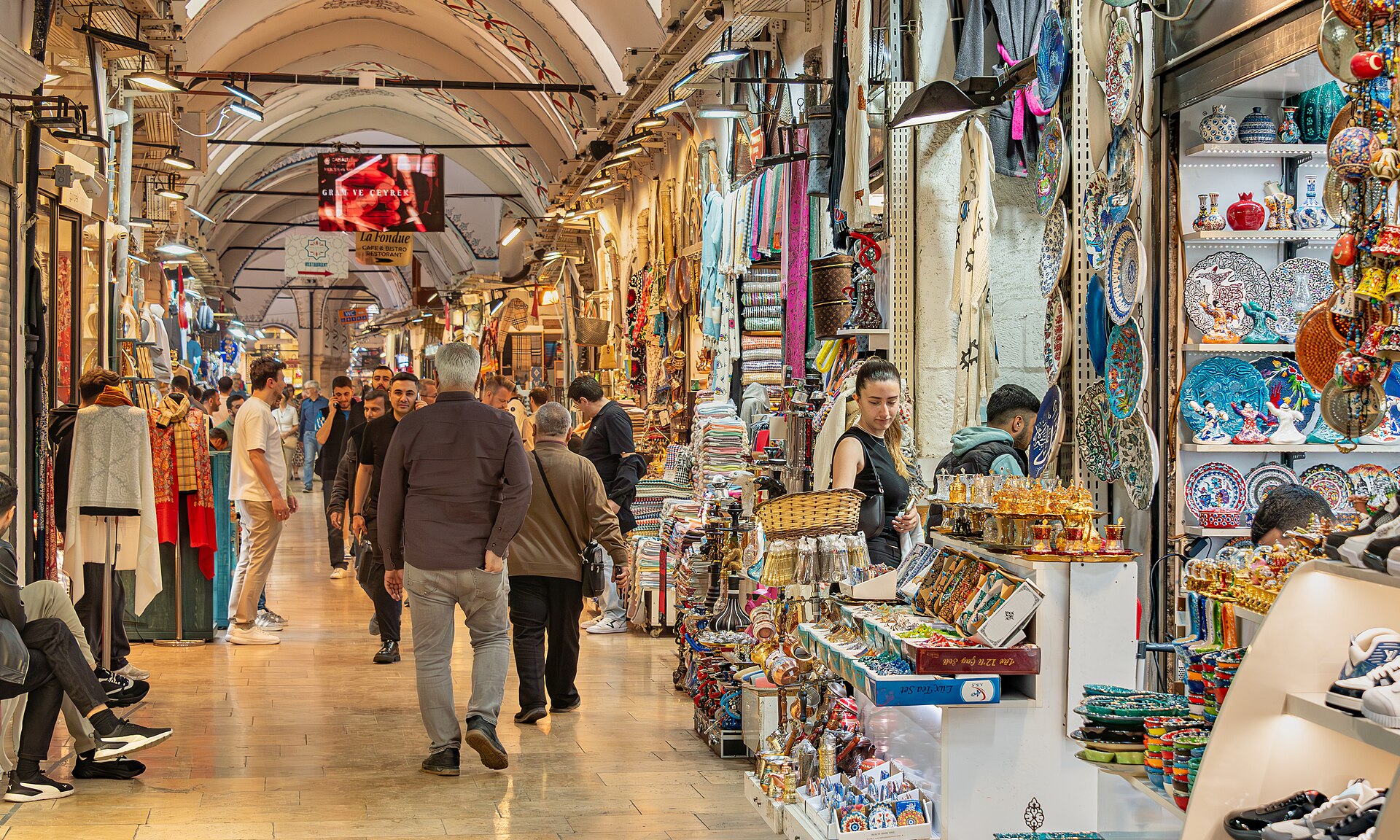 The interior of the Grand Bazaar, where pickpocketing in the crush is the actual visitor risk